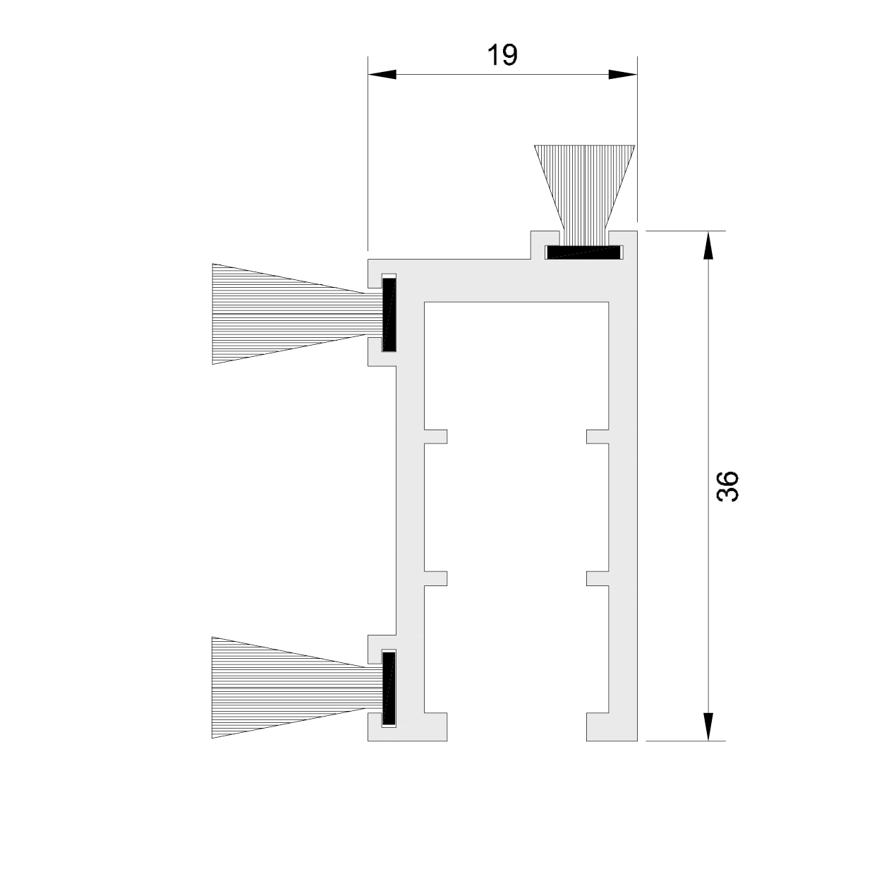 Misure standard (mm) per il paraspifferi Serie Comax 1151