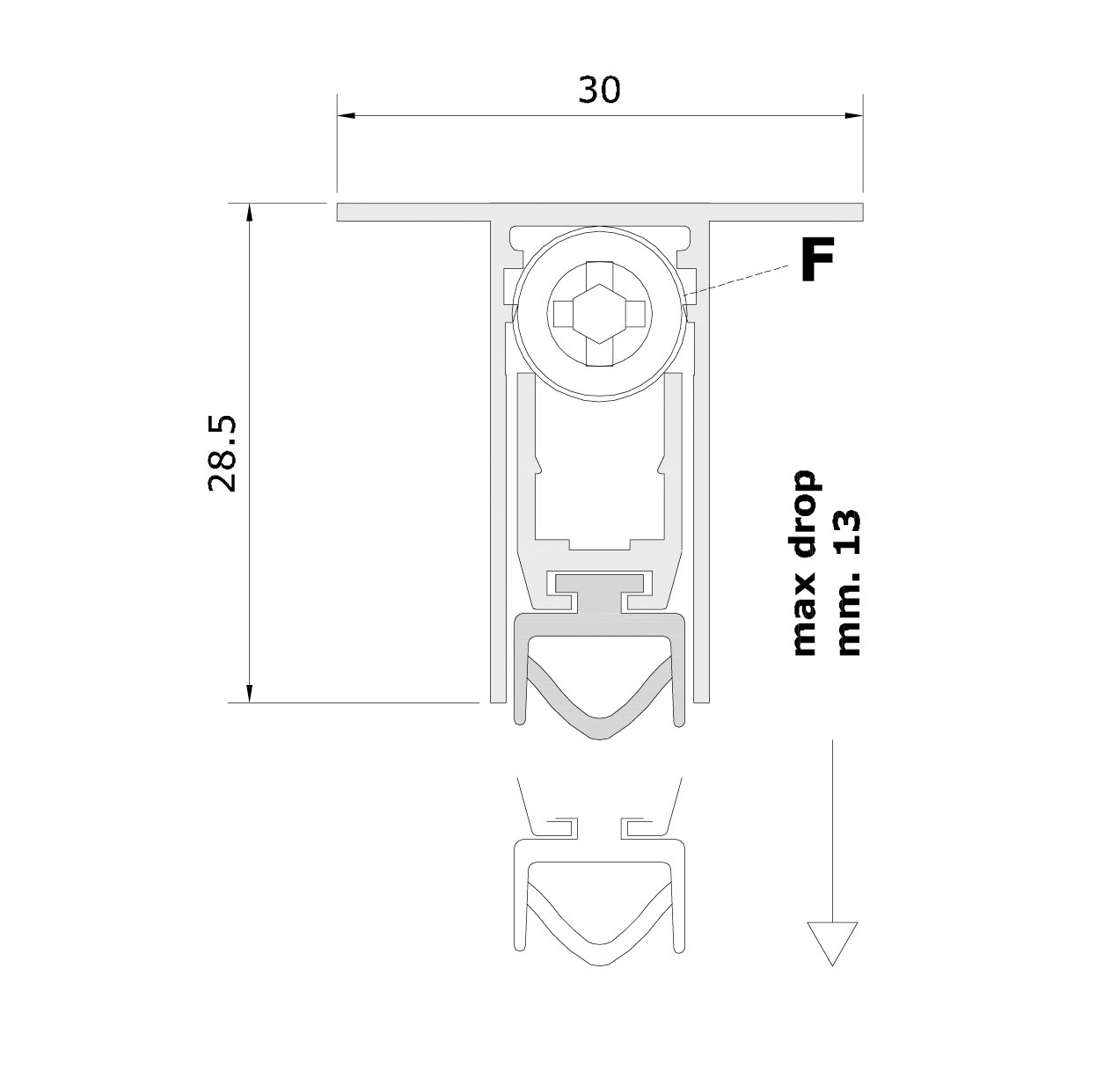 Misure standard (mm) per il paraspifferi Serie Basic 540